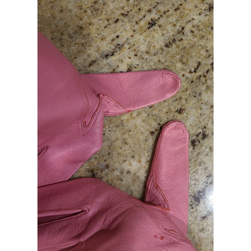 Vintage Womens Size S Pink Leather 8" Short Gloves Cabretta - Picture 10 of 16